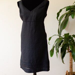 Armani Exchange  Black Embroidered Linen Dress